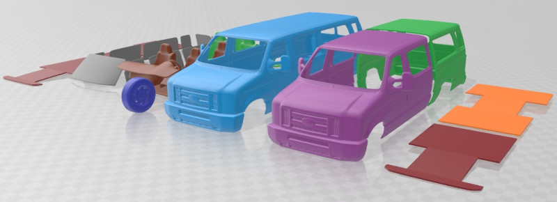 E Series Passenger Van 2011 Printable 3D 프린트 모델 .c4d .max .obj .3ds .fbx .stl .blend