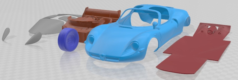 Alfa Romeo 33 Stradale 1968 Printable Car 3D Print Model .c4d .max .obj .3ds .fbx .stl .blend 