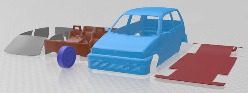 Fiat Cinquecento 1991 Printable Car 3D प्रिंट मॉडल .c4d .max .obj .3ds .fbx .stl .blend 