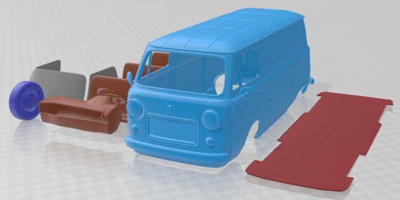 Fiat 600 T 1967 Printable Van Modelo de Impressão 3D .c4d .max .obj .3ds .fbx .stl .blend 