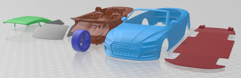 Audi S5 Cabriolet 2019 Printable Car 3Dプリントモデル .c4d .max .obj .3ds .fbx .stl .blend 