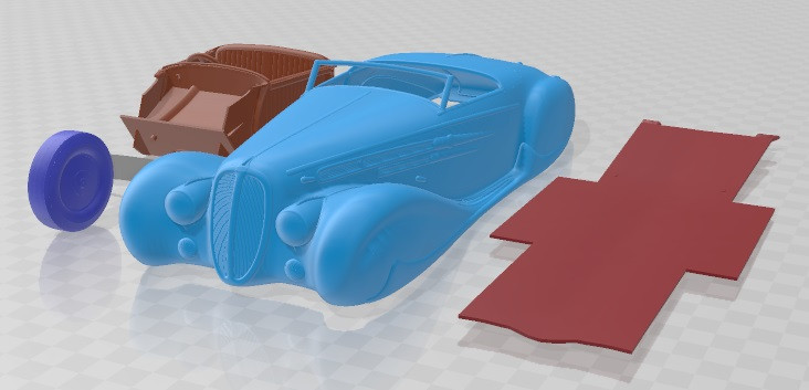 Delahaye T165 1939 Printable Car 3D 打印模型 .c4d .max .obj .3ds .fbx .stl .blend