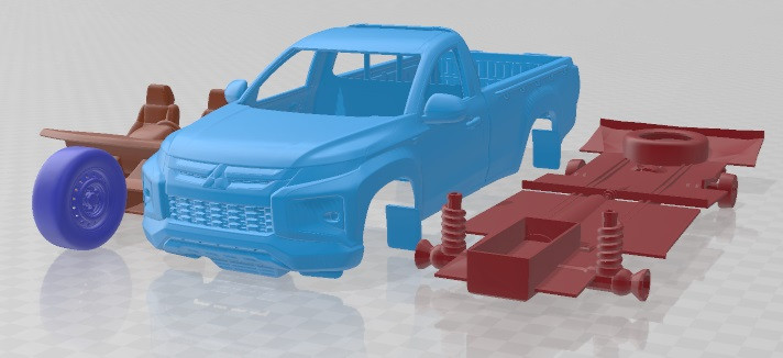Mitsubishi L200 Regular Cab 2019 Printable Car 3D 打印模型 .c4d .max .obj .3ds .fbx .stl .blend 