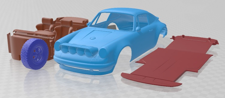 Porsche 911 Classic Off Road Printable Car Modelo de Impressão 3D .c4d .max .obj .3ds .fbx .stl .blend 