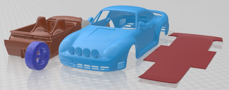 Porsche 959 1987 Off Road Printable Car Modelo de Impressão 3D .c4d .max .obj .3ds .fbx .stl .blend 