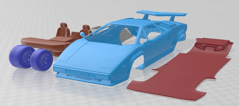 Countach Turbo 1988 Printable Car 3D Baskı Modeli .c4d .max .obj .3ds .fbx .stl .blend 