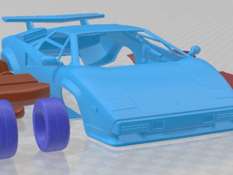 Countach Turbo 1988 Printable Car 3D Baskı Modeli