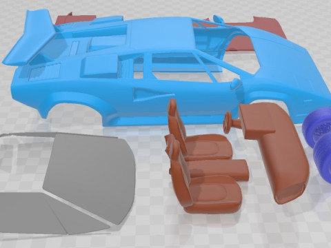 Countach Turbo 1988 Printable Car 3D Baskı Modeli