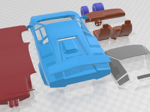 Countach Turbo 1988 Printable Car 3D Baskı Modeli