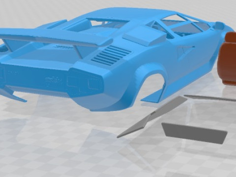 Countach Turbo 1988 Printable Car 3D Baskı Modeli