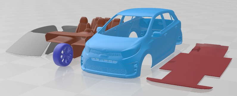 Kia Picanto 2019 Printable Car Model Cetak 3D .c4d .max .obj .3ds .fbx .stl .blend 
