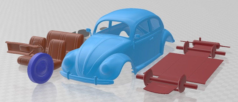Volkswagen Beetle 1949 Printable Car 3D Print Model .c4d .max .obj .3ds .fbx .stl .blend 