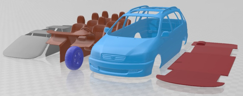 Toyota Picnic 1996 Printable Car 3D-printmodel .c4d .max .obj .3ds .fbx .stl .blend 