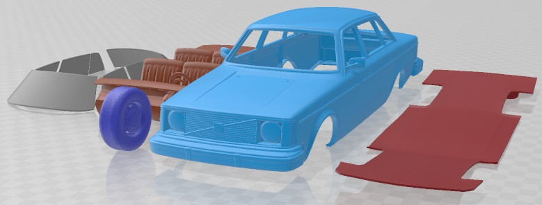 Volvo 244 sedan 1975 Printable Car 3D प्रिंट मॉडल .c4d .max .obj .3ds .fbx .stl .blend 