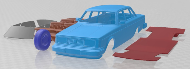 Volvo 244 1979 Printable Car Model do druku 3D .c4d .max .obj .3ds .fbx .stl .blend 