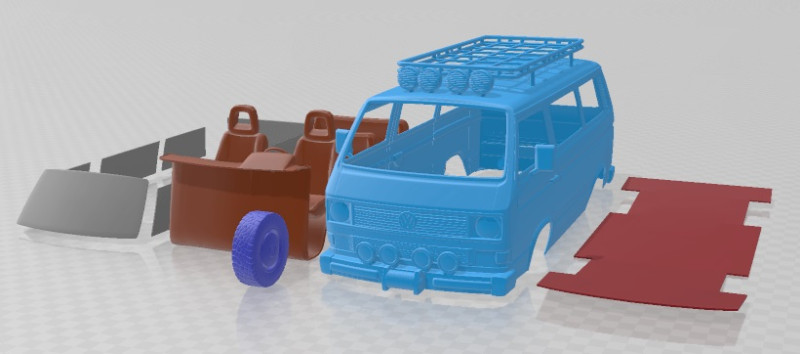 Volkswagen Transporter T3 1990 Off Road Printable 3D Print Model .c4d .max .obj .3ds .fbx .stl .blend 