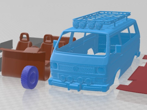Volkswagen Transporter T3 1990 Off Road Printable Modelo de Impressão 3D