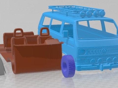 Volkswagen Transporter T3 1990 Off Road Printable 3D Print Model