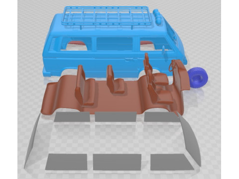 Volkswagen Transporter T3 1990 Off Road Printable 3D Print Model