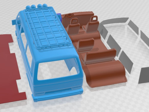 Volkswagen Transporter T3 1990 Off Road Printable 3D Print Model