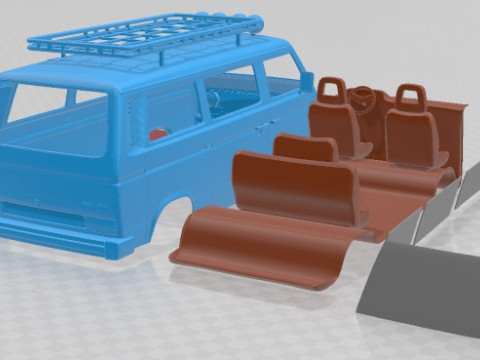 Volkswagen Transporter T3 1990 Off Road Printable 3D Print Model