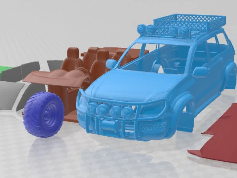 Toyota Land Cruiser Off Road Yazdırılabilir Araba 3D Baskı Modeli