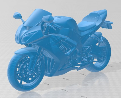 Kawasaki Ninja ZX 10R 2011 Printable Motorbike Modelo de impresión 3D .c4d .max .obj .3ds .fbx .stl .blend 