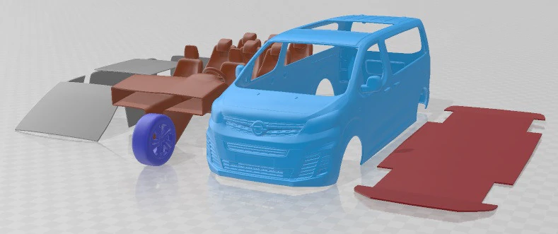 Opel Zafira Life 2020 Printable Car 3D Print Model .c4d .max .obj .3ds .fbx .stl .blend 