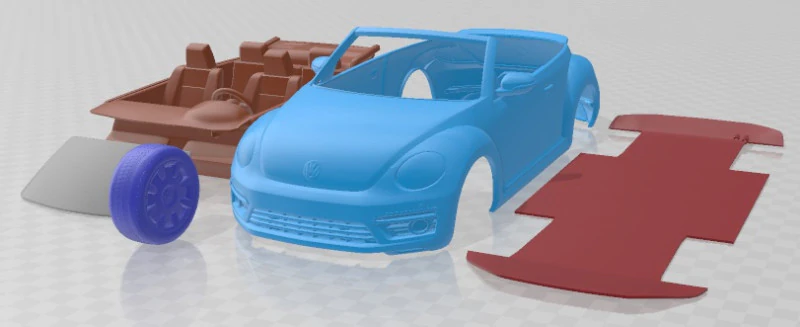 Volkswagen Beetle Convertible 2020 Printable Car 3D Print Model .c4d .max .obj .3ds .fbx .stl .blend 