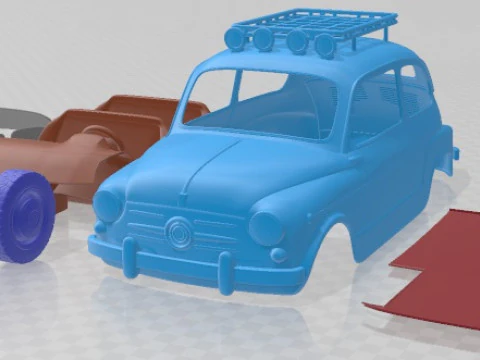Carro para imprimir fora de estrada Fiat 600 D 1960 Modelo de Impressão 3D