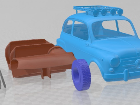 Fiat 600 D 1960 Off Road Printable Car 3D प्रिंट मॉडल