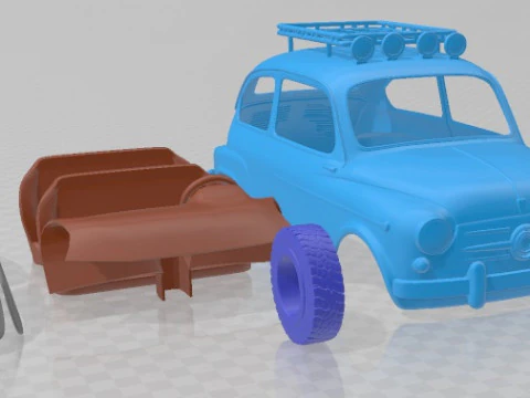 Fiat 600 D 1960 Off Road Printable Car 3D Print Model