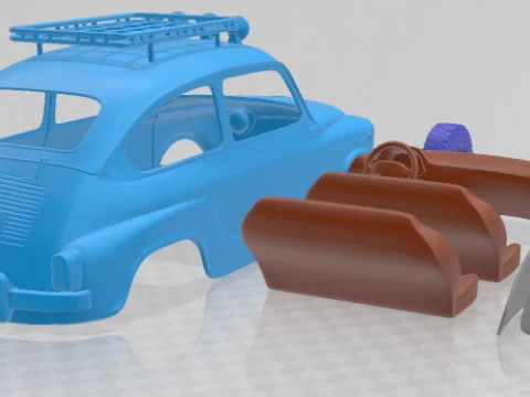 Fiat 600 D 1960 Off Road Printable Car 3D Print Model