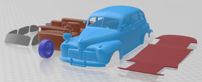 V8 Super Deluxe 21A Tudor Sedan Army Staff Car 1942 Printable Car Model Cetak 3D .c4d .max .obj .3ds .fbx .stl .blend 
