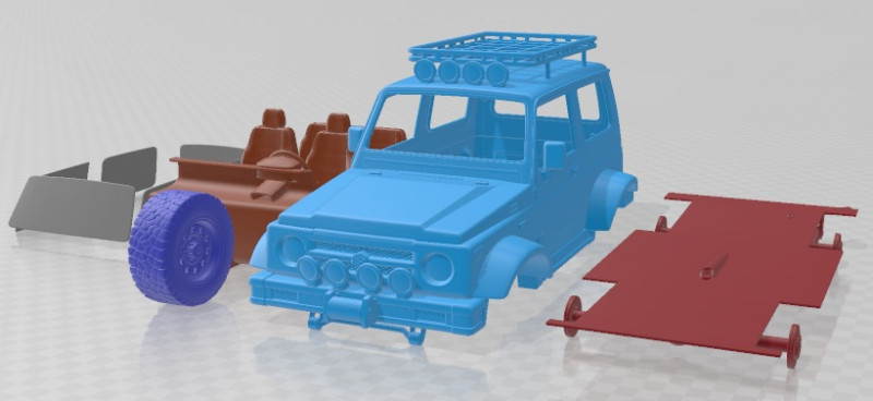 Suzuki Samurai 1996 Off Road Printable Car 3Dプリントモデル .c4d .max .obj .3ds .fbx .stl .blend 