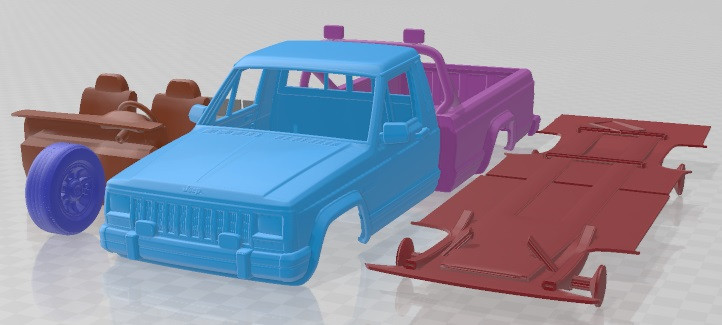 Jeep Comanche MJ 1984 Printable Car 3D Baskı Modeli .c4d .max .obj .3ds .fbx .stl .blend