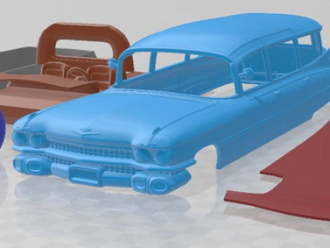 Cadillac Fleetwood 75 Miller Meteor Hearse 1959 Printable Car 3D Print Model