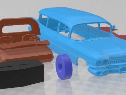 Cadillac Fleetwood 75 Miller Meteor Hearse 1959 Printable Car Model do druku 3D