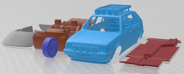 Volkswagen Golf Mk2 1983 4x4 Off Road Printable Car 3D Print Model .c4d .max .obj .3ds .fbx .stl .blend 