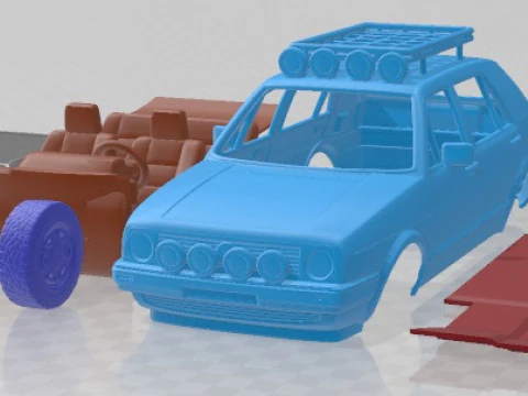Volkswagen Golf Mk2 1983 4x4 Off Road Printable Car 3D Print Model