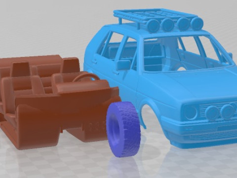 Volkswagen Golf Mk2 1983 4x4 Off Road Printable Car Modèles 3D en vedette