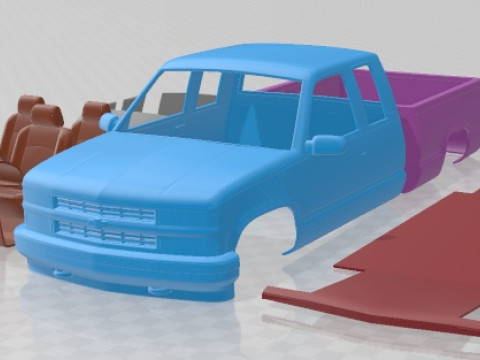 Chevrolet C1500 K1500 Extended Cab 1988 Printable Car 3D Baskı Modeli