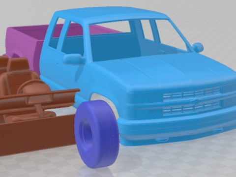 Chevrolet C1500 K1500 Extended Cab 1988 Printable Car 3D-Druckmodell