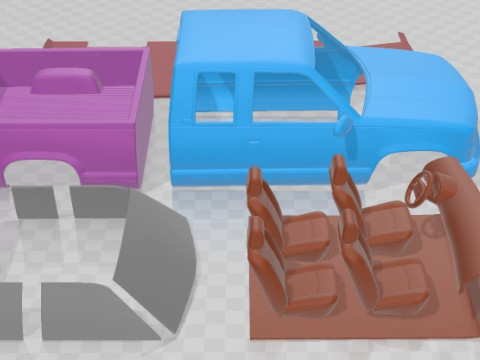 Chevrolet C1500 K1500 Extended Cab 1988 Printable Car 3D-Druckmodell