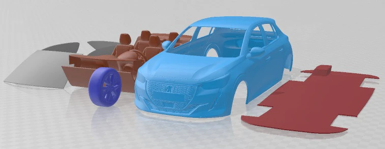 Peugeot E 208 2020 Printable Car 3D Print Model .c4d .max .obj .3ds .fbx .stl .blend 
