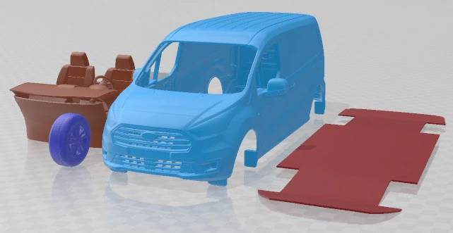 Transit Connect LWB 2020 Printable Van 3D Print Model .c4d .max .obj .3ds .fbx .stl .blend 