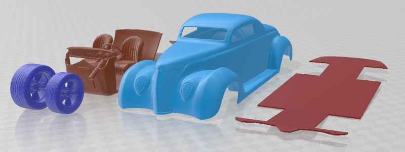 1937 Custom Street Rod Printable Car Model do druku 3D .c4d .max .obj .3ds .fbx .stl .blend 