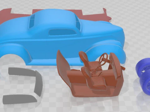 1937 Custom Street Rod Printable Car 3D Print Model