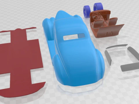 1937 Custom Street Rod Printable Car 3D Print Model