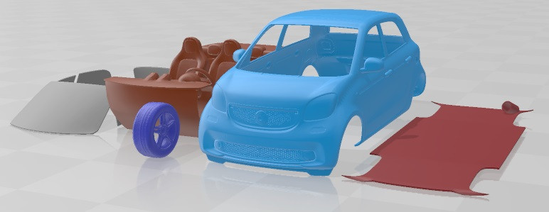 Smart ForFour 2015 Printable Car Modelo de Impressão 3D .c4d .max .obj .3ds .fbx .stl .blend 